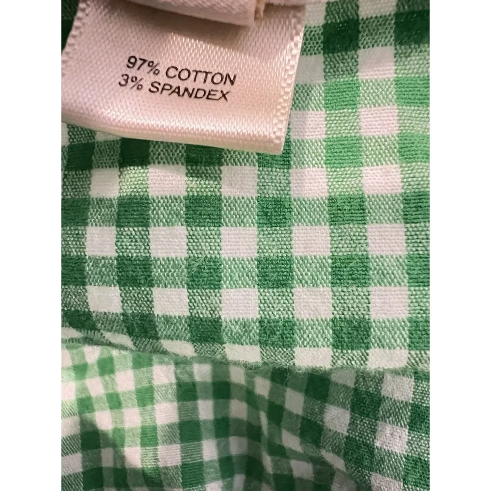 Monteau Los Angeles Girls Large Green Gingham Tiered Button Front Dress L